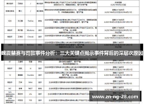 魏震禁赛与罚款事件分析：三大关键点揭示事件背后的深层次原因